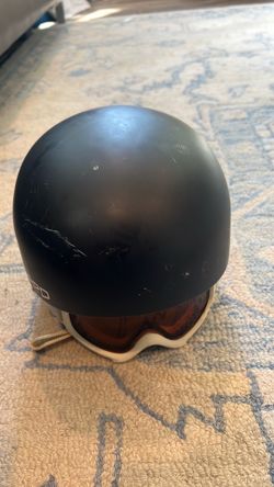 RED avid grom ski helmet with smith optics goggles