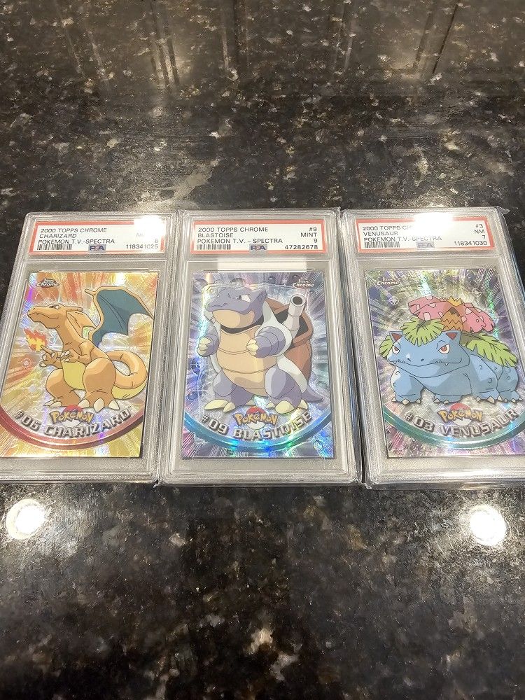Pokémon topps chrome Big 3 Charizard Blastoise Venusaur spectra