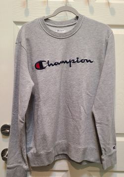 Champion crewneck  Gray Blue Spell Out Script Logo Neck Casual reverse weave 