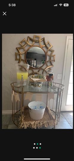 Metal Gold Bar With Glass Top 