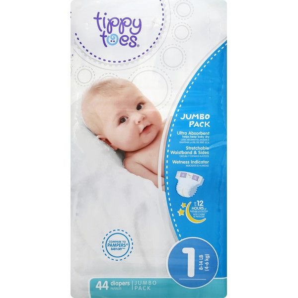 Diapers – Tippy Toes Size 1 (44ct) – Brand New