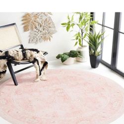 6 Ft Round Pink Area Rug   **NEW**