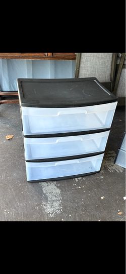Sterilite 3-drawer plastic storage tower — the wide version