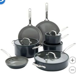 Brand New Green Pan Eras Hard Anodized 11 Piece Cookware Set
