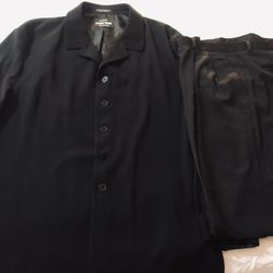 Men's Italian Designer Big & Tall Black Suit Jacket & Pants
