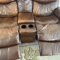 Leather Manual Recliner Love Seat