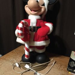 Disney Moving Christmas Mickey Mouse As Santa With Large Candy Cane And 26" Inches Santa's Best Figure