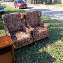 Antique Chairs Fully Cushioned With Wooden Frame 