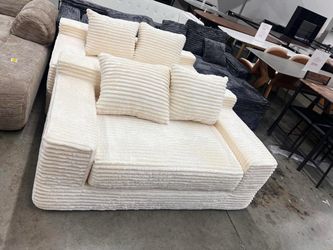 White Corduroy Loveseat Sofa - No Assembly, Corduroy Fabric - Compact Couch, $150 each