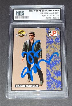 🔥 Jeff Goldblum autographed card Topps Jurassic Park Dr. Ian Malcolm MAS COA 🔥