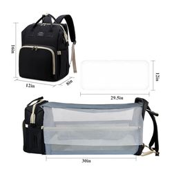 Diaper Bag with Changing Station,Diaper Bag Backpack,7 in 1 Travel Baby Diaper Bag,Mommy Bag With USB Charging Port (Black)