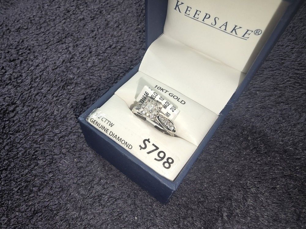 1/2 Carat T.W. Princess-Cut Diamond Melody Women S Engagement Ring in 10k White Gold by Keepsake