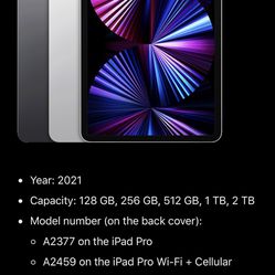 iPad Pro 2021 9.5-10 Inch Wifi 256gb 