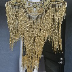 Gold BEADED SHAWL. Was Worn Once For DAUGHTERS WEDDING