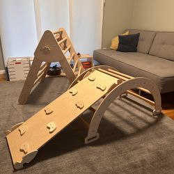 Montessori Climbing Set: Pikler Triangle, Arch, Slide