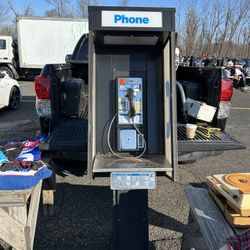 Vintage Payphone Telephone Box Stand With Payphone