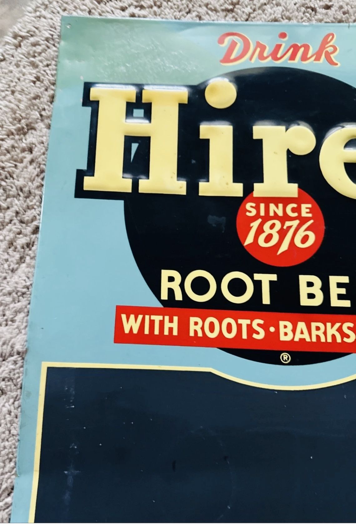 vintage Hires Root Beer advertising chalkboard sign 1950’s