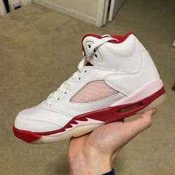 Size 6.5Y / 8W - Air Jordan 5 Retro White Pink Red