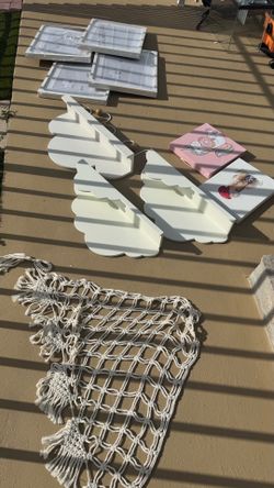 Nursery Decor Bundle … Cloud Shelves, Hooks, Wall Art & IKEA Ribba Frames
