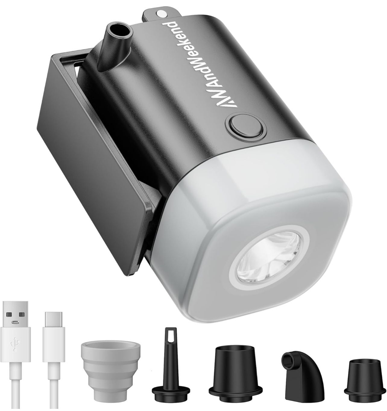 THE WEEKEND Portable Air Pump with LED Lantern – Fast Inflate/Deflate for Air Mattresses, Pool Floats, Sleeping Pads, and Inflatable Toys – Perfect fo