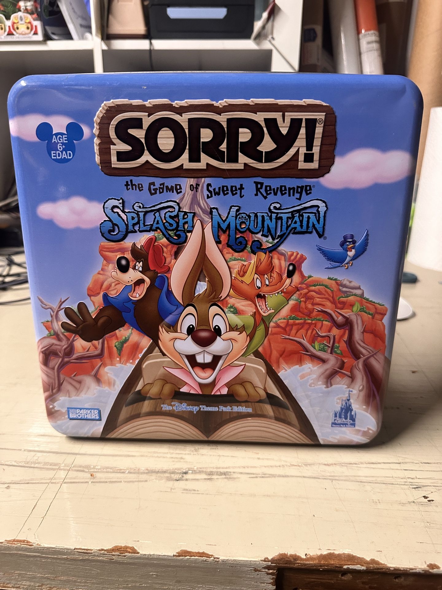 Sorry! The Game of Sweet Revenge Splash Mountain Disney Theme Park Edition 2005 in Collectible Metal Tin
