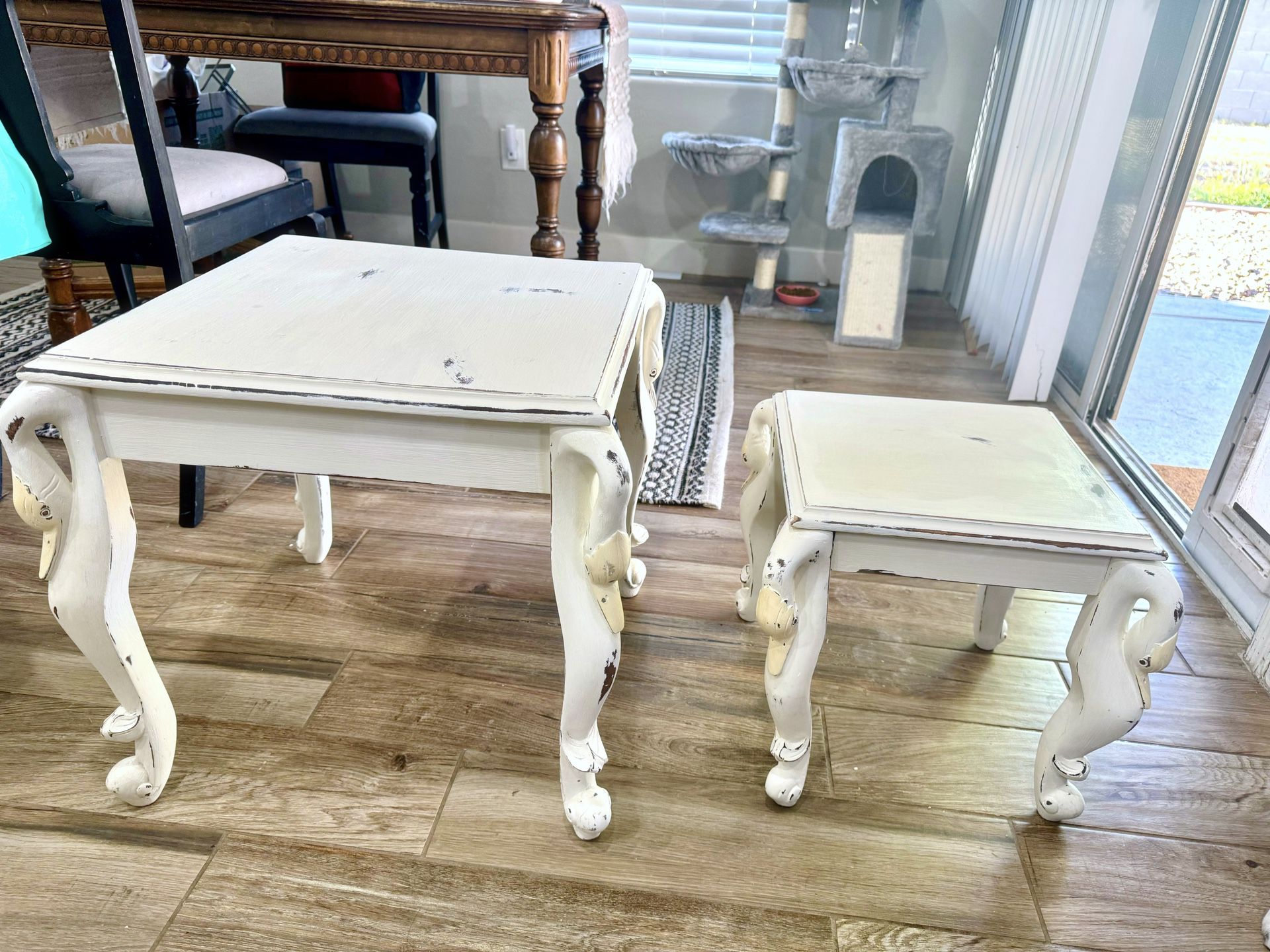 Two white Swan Nesting Tables 