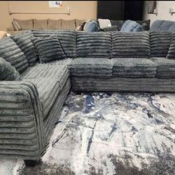 Brand New Byers Market Thick Gunmetal Grey Corduroy 2pc Sectionals *UPGRADED, SOFTEST FABRIC EVER*