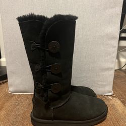 Ugg Bailey Button Tall Black Boots 