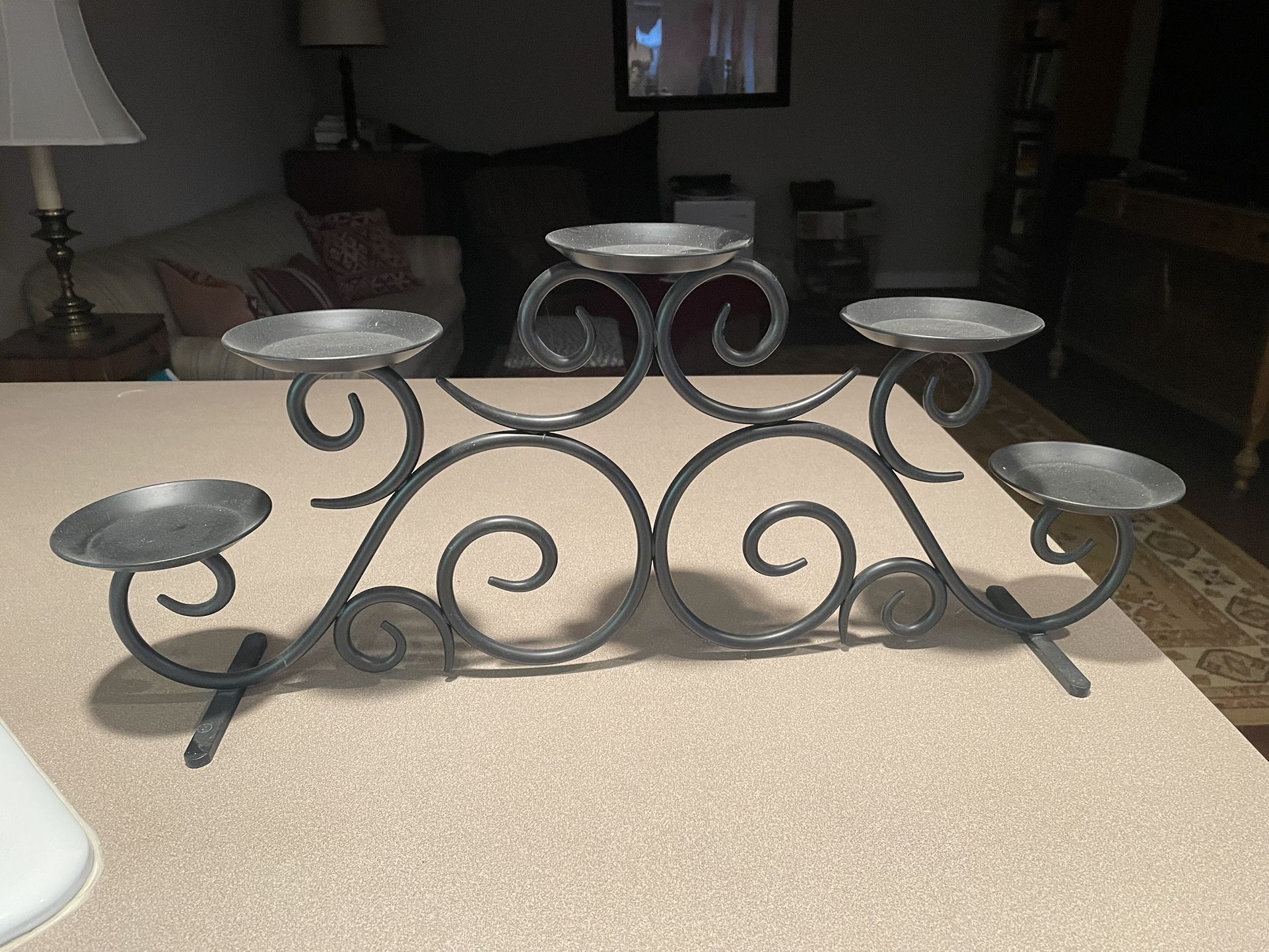 Black Wrought Iron Pillar Candle Holder