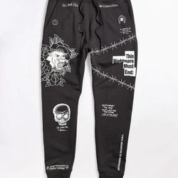 Ninth Hall Scribbles Dark Grey Jogger Sweatpants