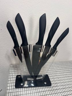 Ceramic Kitchen Knife Set with Acrylic Knife Block