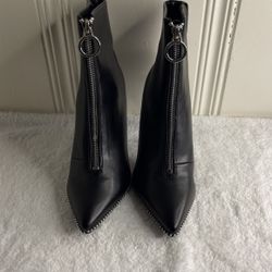 New Bar III Women's Briget Front-Zip Booties Shoes Black Size 6.5