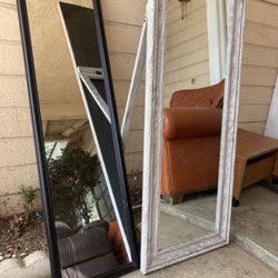 Very Nice 2 Mirror : With Brown Frame $30 L White Frame With Stander On The Back size 20/60”