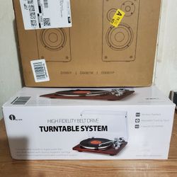 1byone 2 Speed Hi-fi Turntable W/Bluetooth Speaker System