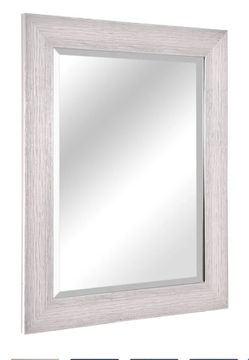 Head West Textured Chrome Rectangular Framed Beveled Accent Wall Vanity Mirror - 27 x 33