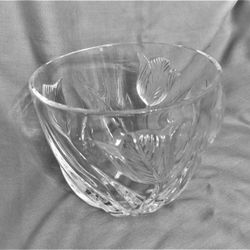 

Clear Pressed Glass 24% Lead Crystal Tulip Bowl, 5.5” diameter, 5” high--
