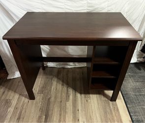 IKEA BRUSALI Compact Desk – Dark Brown Wood Finish – Shelves Included