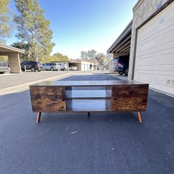 Solid Wood Mid-Century Modern TV Stand