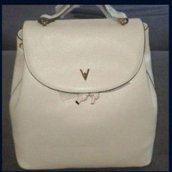 Vanessa William's Cream Leather Backpack  Purse