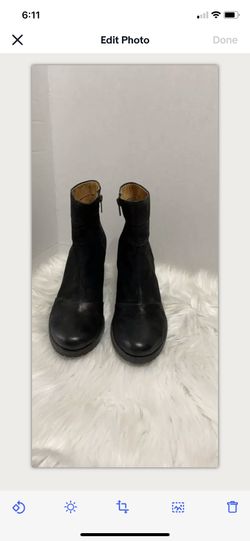 Clarks Indigo Mission Zelle Stacked Heel Bootie Womens 10 Leather Ankle Boot