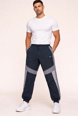 Gymshark Men’s Retro Pants Track Pants Size XXL Deep Petrol Iron Blue NEW
