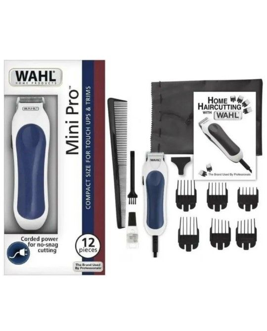 Wahl 9307: 12 Pieces Mini Pro Cord Clipper and Trimmer - White