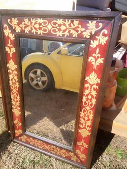 Burgundy Mirror W/gold Accents. 