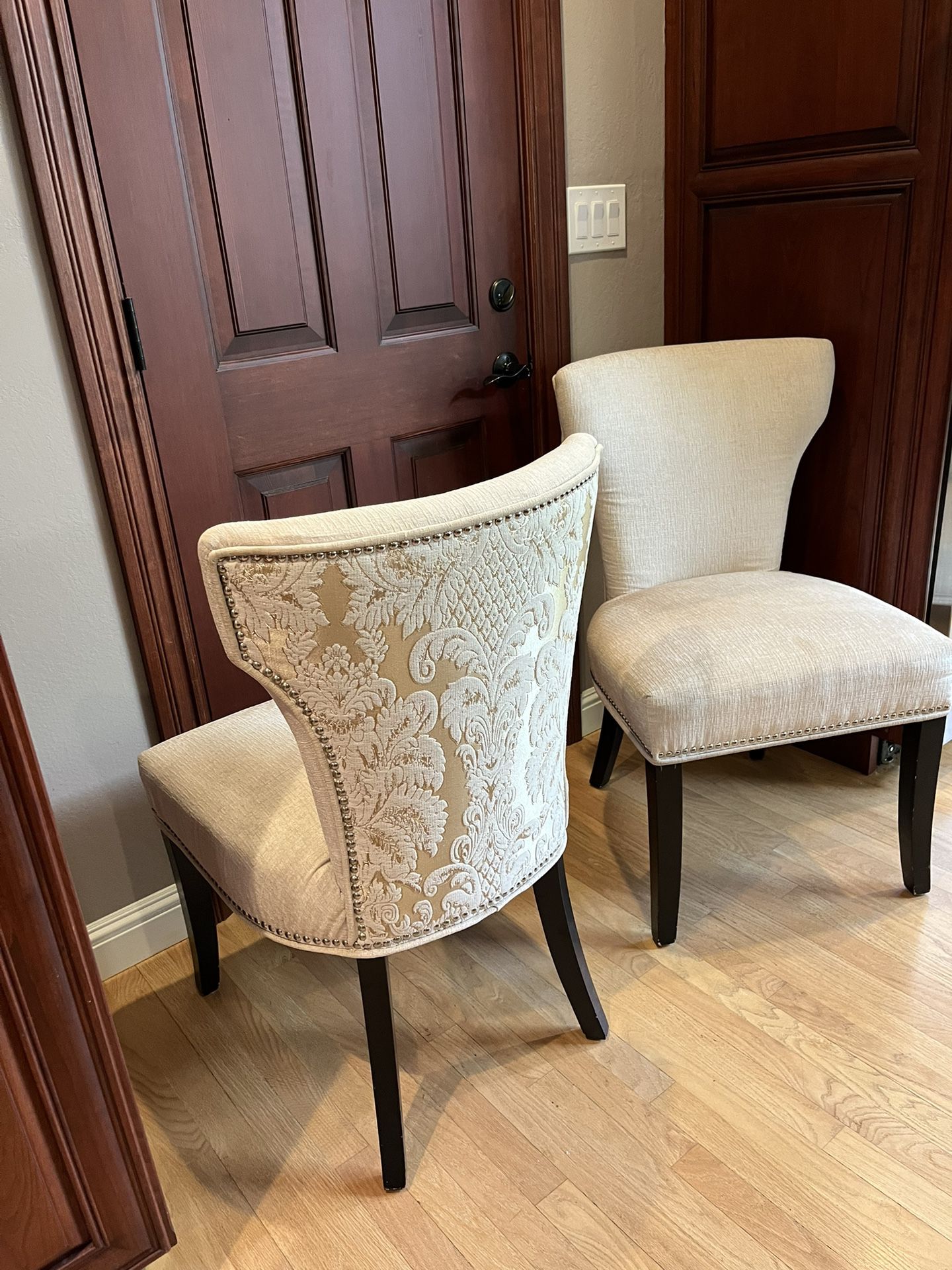 Dining Chairs (2), Ivory/cream Fabric