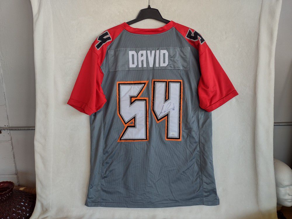 LAVONTE DAVID #54 TAMPA BAY BUCCANEERS AUTOGRAPHED NFL FOOTBALL JERSEY WITH JSA STICKER