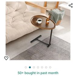 C-Shaped End Table for Couch, Modern Side Table for Living Room Bedroom