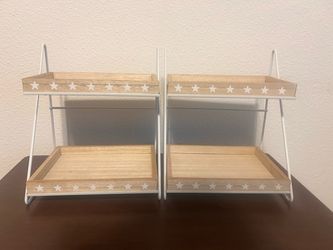 Pair of wooden star shelf trays