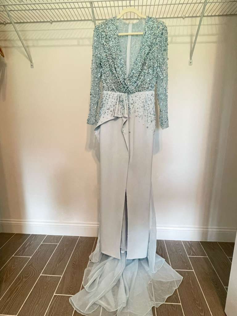 Blue Glitter Sprinkle Maxi  Overall Dress Size XL