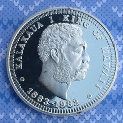 1oz .999 Fine Silver 1983 King of Hawaii Kalakaua, 1883 Dollar Commemorative