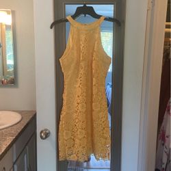 Lulu’s Love Poem Yellow Lace Mini Dress Size L